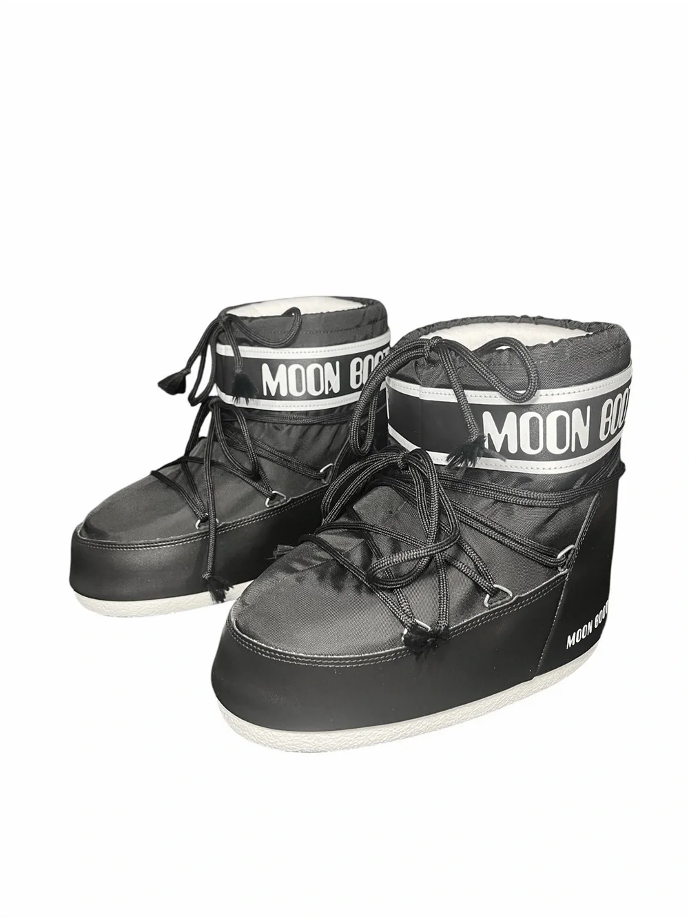 Moon Boot ICON LOW BLACK NYLON BOOTS Womens Size 7-8.5EU 40 NEW